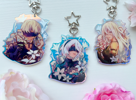 Rainbow holo acrylic charms